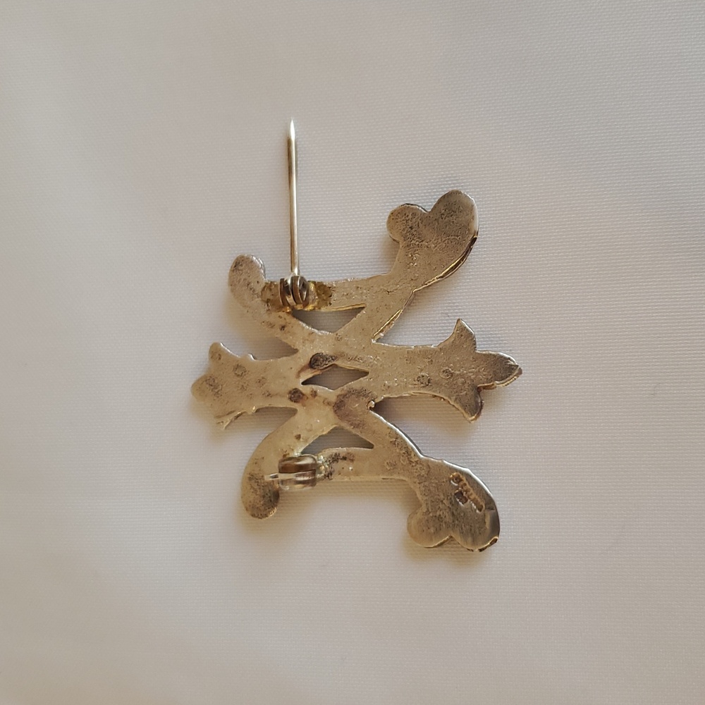 Vintage Sterling Silver Ave Maria Monogram Pin Brooch - Picture 6 of 11